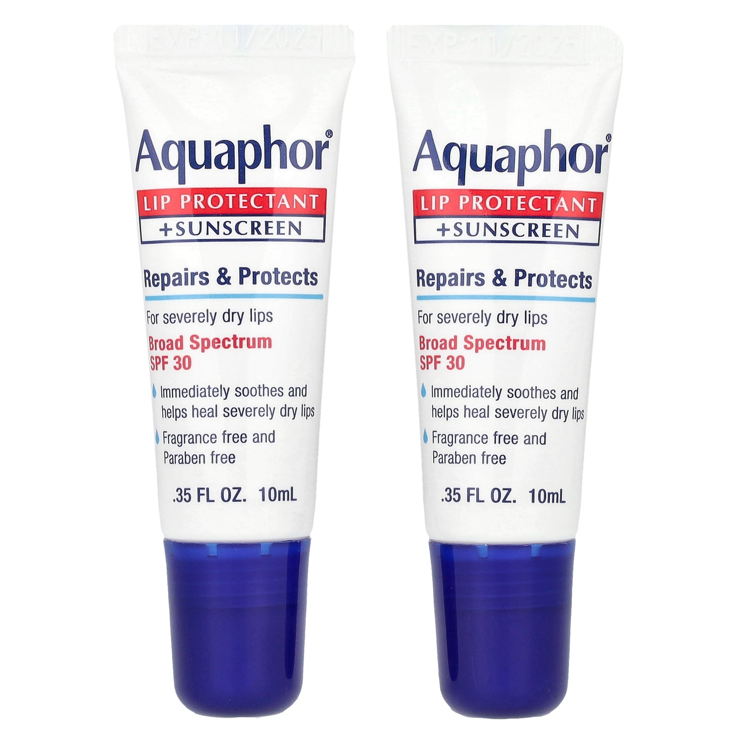 Aquaphor, Lip Protectant + Sunscreen, SPF 30, 2 Tubes, 0.35 fl oz (10 ml) Each