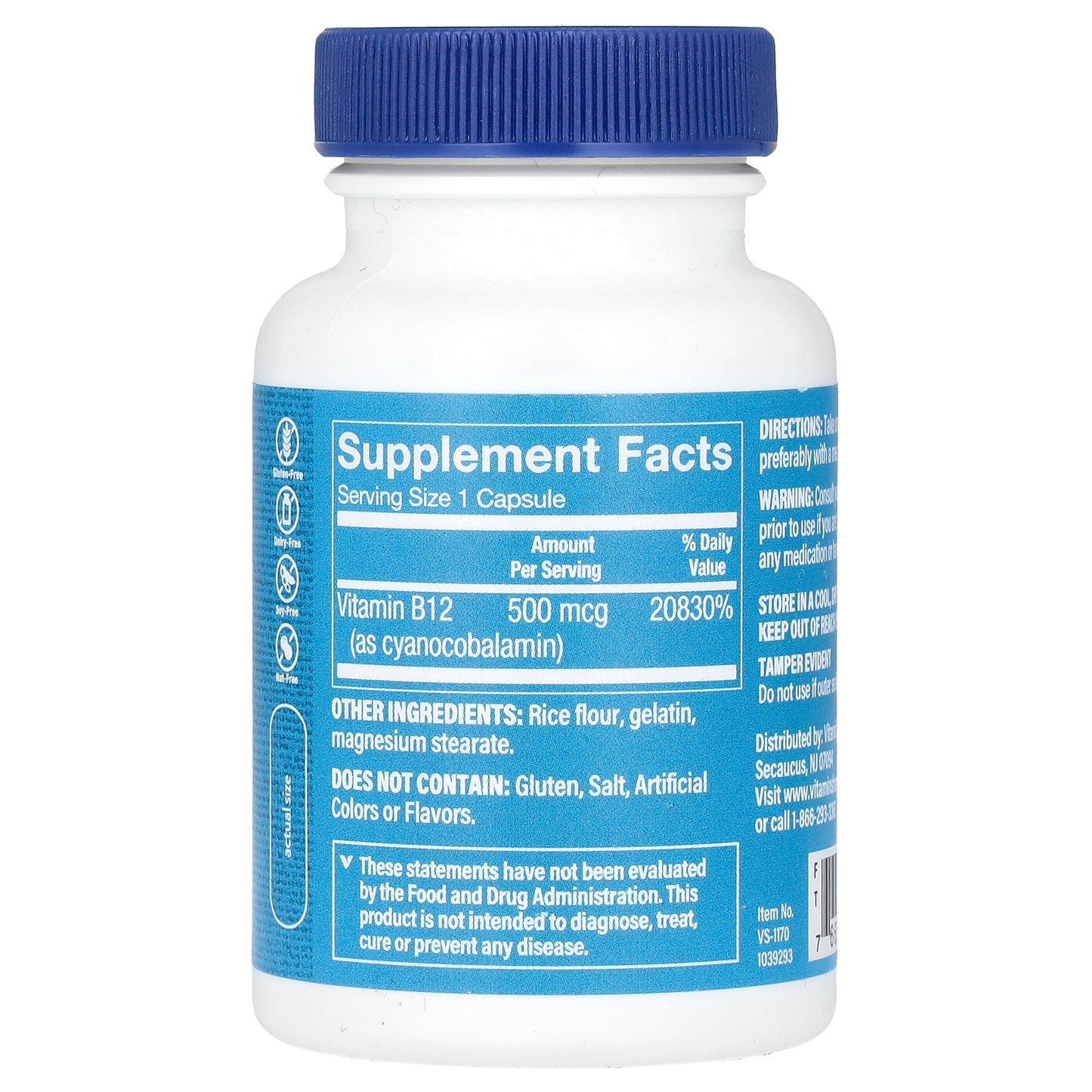 The Vitamin Shoppe, B12, 500 mcg, 100 Capsules