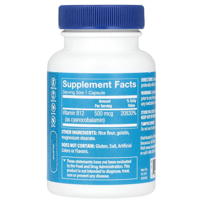 The Vitamin Shoppe, B12, 500 mcg, 100 Capsules