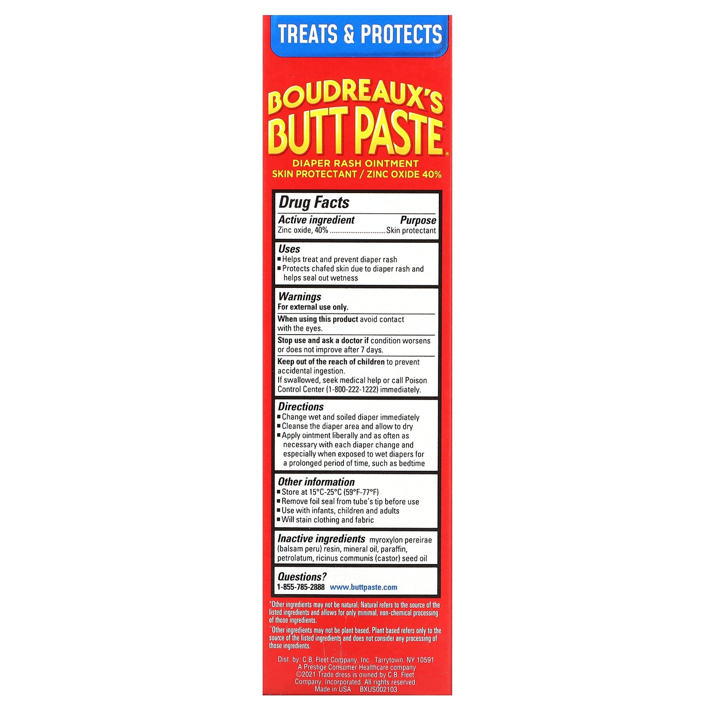 Boudreaux's Butt Paste, Diaper Rash Ointment, Max Strength, 4 oz (113 g)