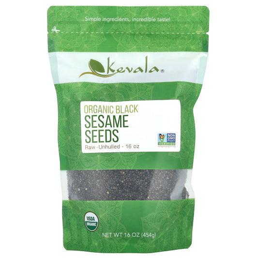 Kevala, Organic Black Sesame Seeds, Raw, Unhulled, 16 oz (454 g)