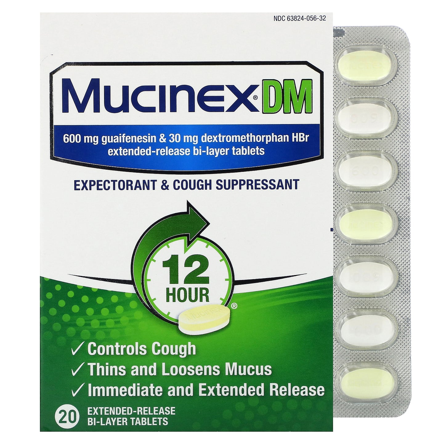 Mucinex, Mucinex DM, 20 Extended-Release Bi-Layer Tablets