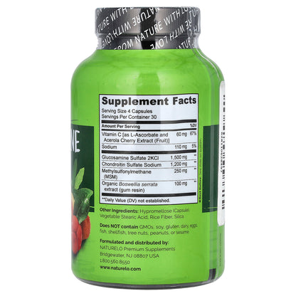 NATURELO, Glucosamine Chondroitin & MSM With Boswellia & Vitamin C, 120 Capsules