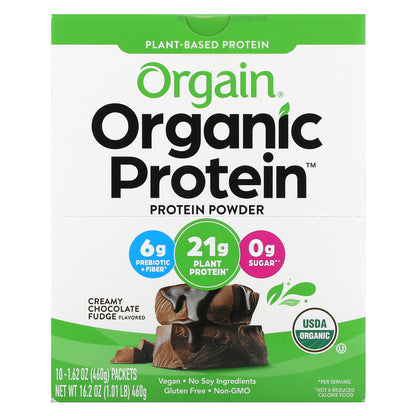 Orgain, Organic Protein Powder, Plant-Based, Creamy Chocolate Fudge, 1.62 oz (46 g)