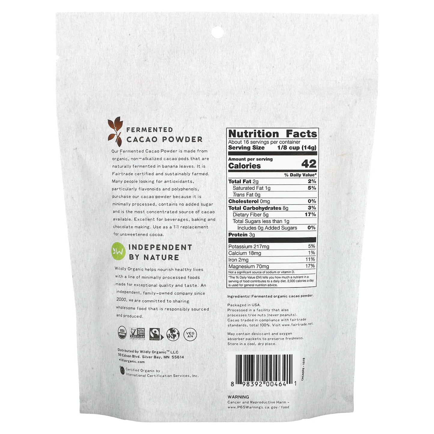 Wildly Organic, Fermented Cacao Powder, 8 oz (227 g)