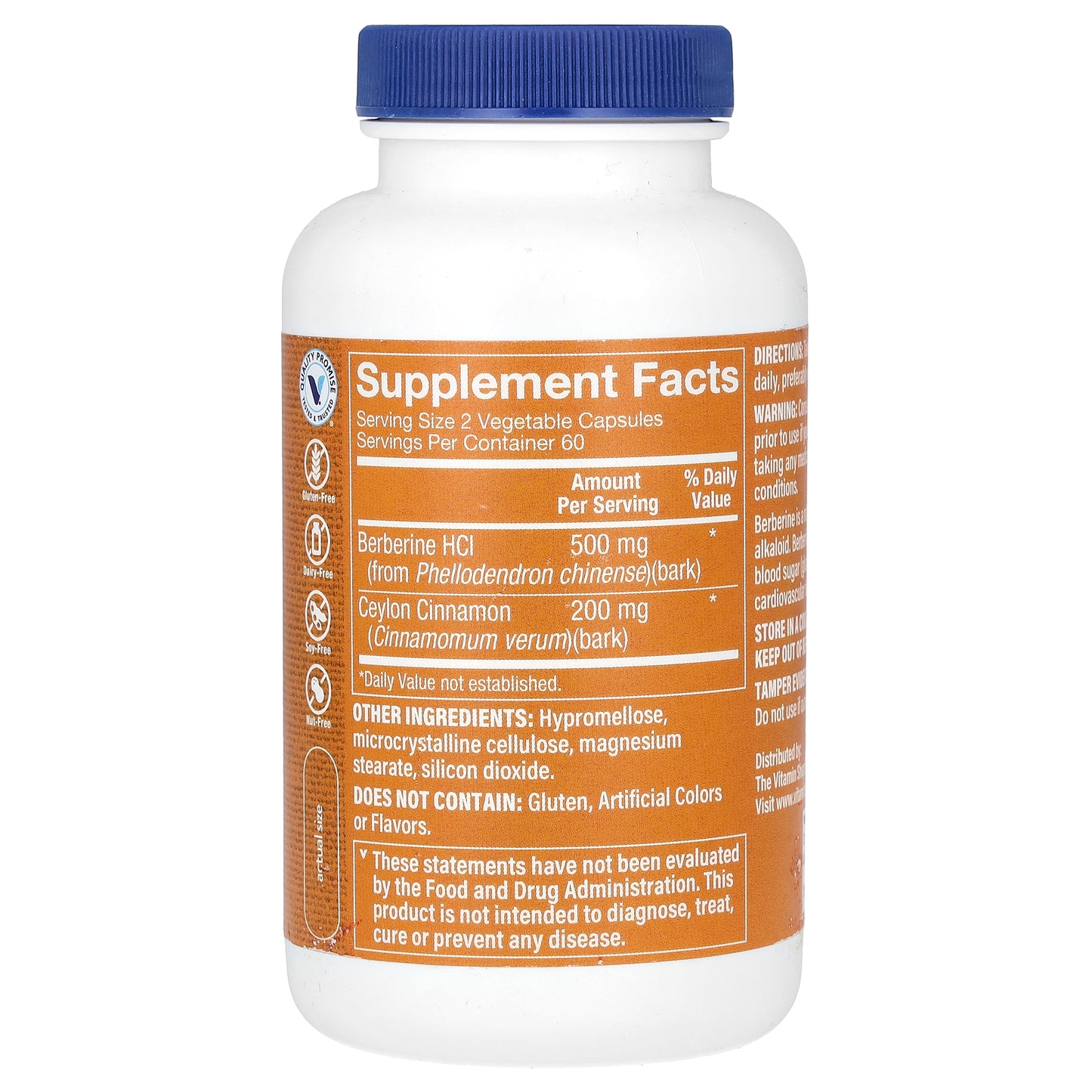 The Vitamin Shoppe, Berberine & Ceylon Cinnamon, 120 Vegetable Capsules