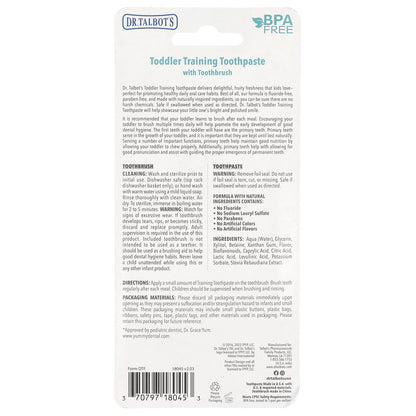 Dr. Talbot's, Toddler Training Toothpaste with Toothbrush, 6 m+, Tutti Frutti, 2 Piece Set