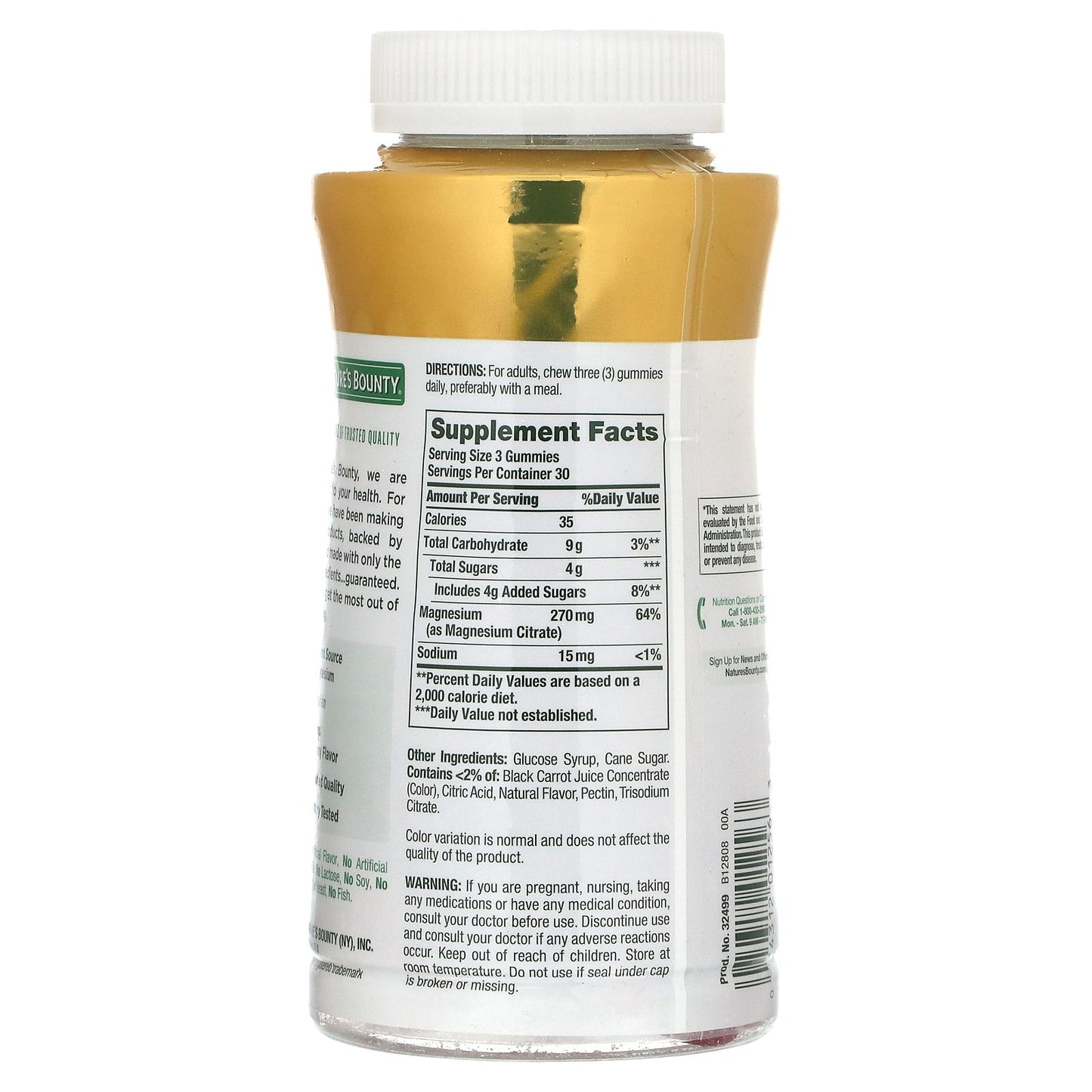 Nature's Bounty, Magnesium Gummies, Raspberry, 90  Gummies