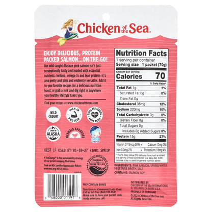 Chicken of the Sea, Wild Caught Alaskan Pink Salmon, In Spring Water, 2.5 oz (70 g)