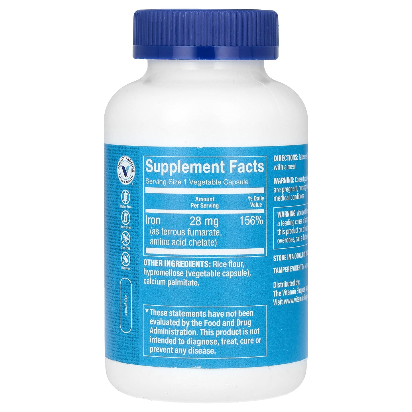 The Vitamin Shoppe, Iron, 28 mg , 300 Vegetable Capsules