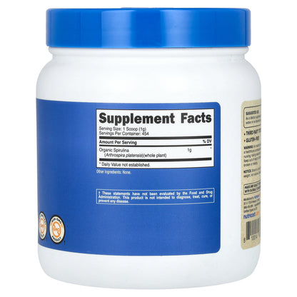 Nutricost, Organic Spirulina, Unflavored, 16.2 oz (454 g)