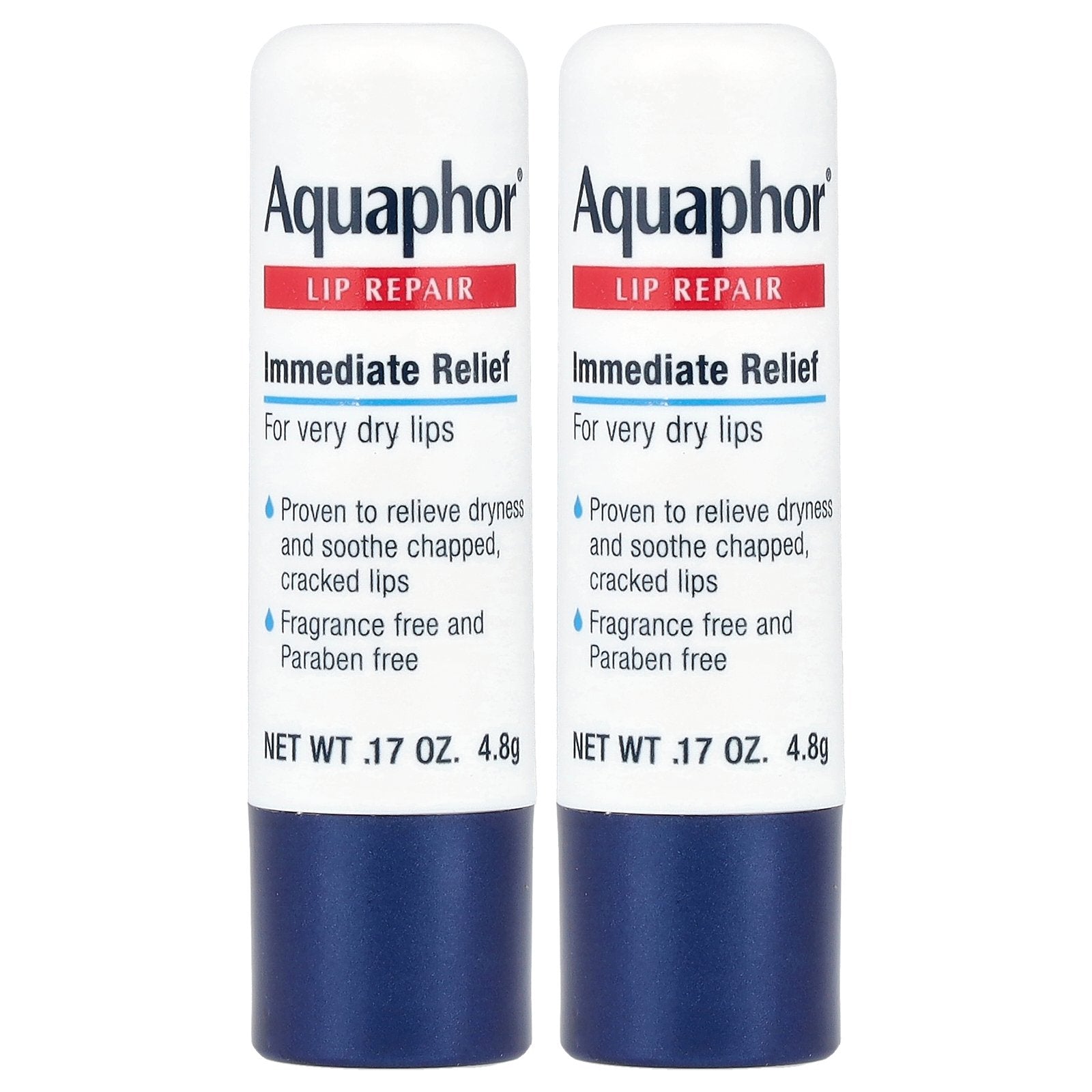 Aquaphor, Lip Repair Stick, Immediate Relief, 2 Sticks, 0.17 oz (4.8 g) Each
