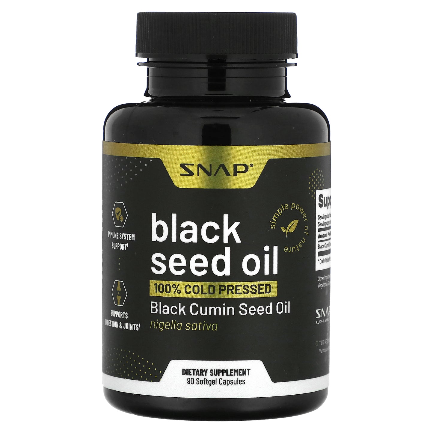 Snap Supplements, Black Seed Oil, 500 mg, 90 Softgel Capsules