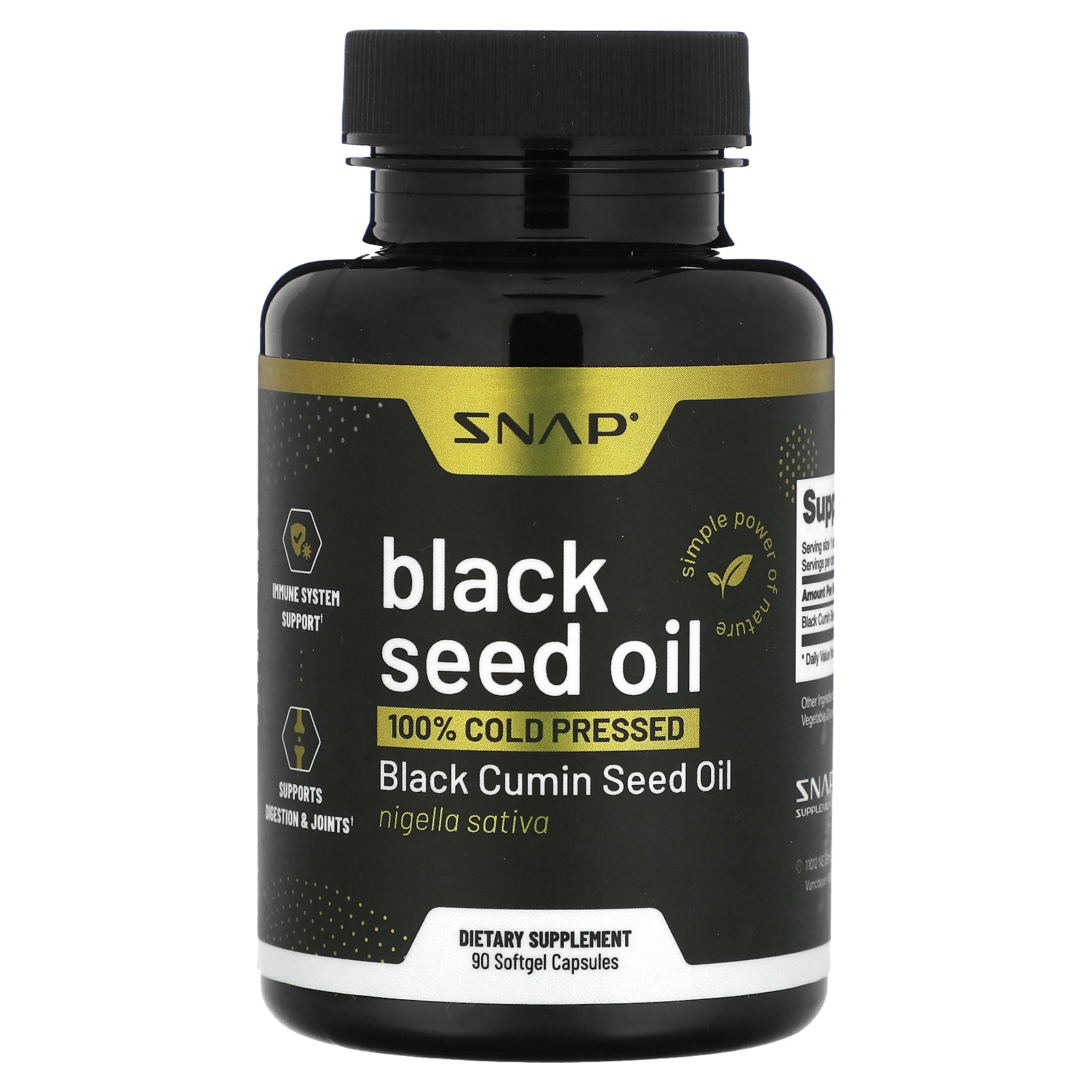Snap Supplements, Black Seed Oil, 500 mg, 90 Softgel Capsules