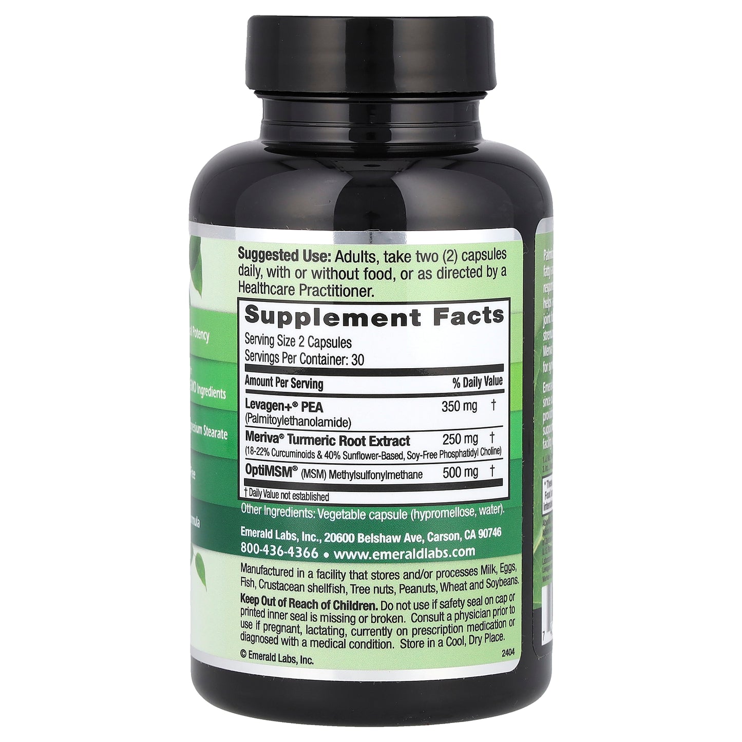 Emerald Laboratories, Levagen+® Pea+ with Enhanced LipiSperse®, 60 Vegetable Capsules