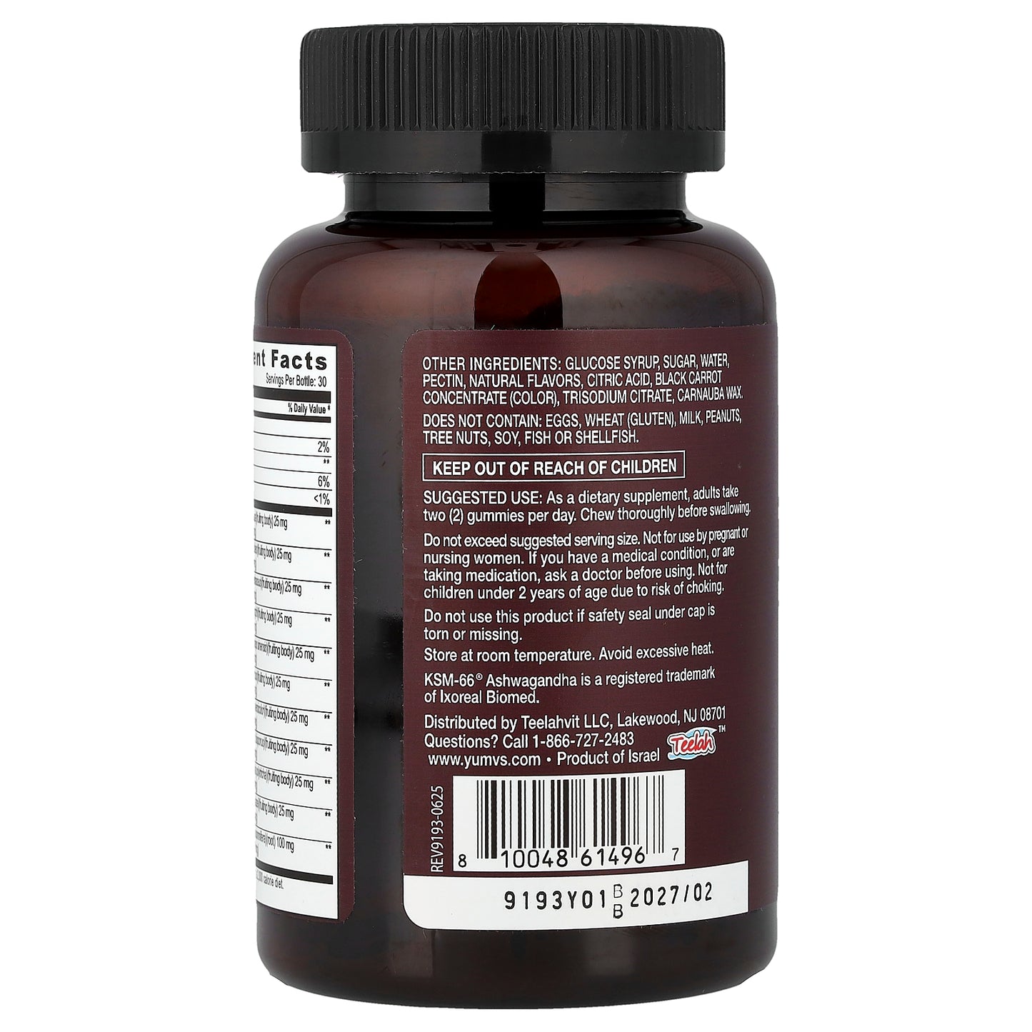 YumVs, Strong Earth™ Gummies, Mushroom & KSM-66® Ashwagandha, 60 Gummies