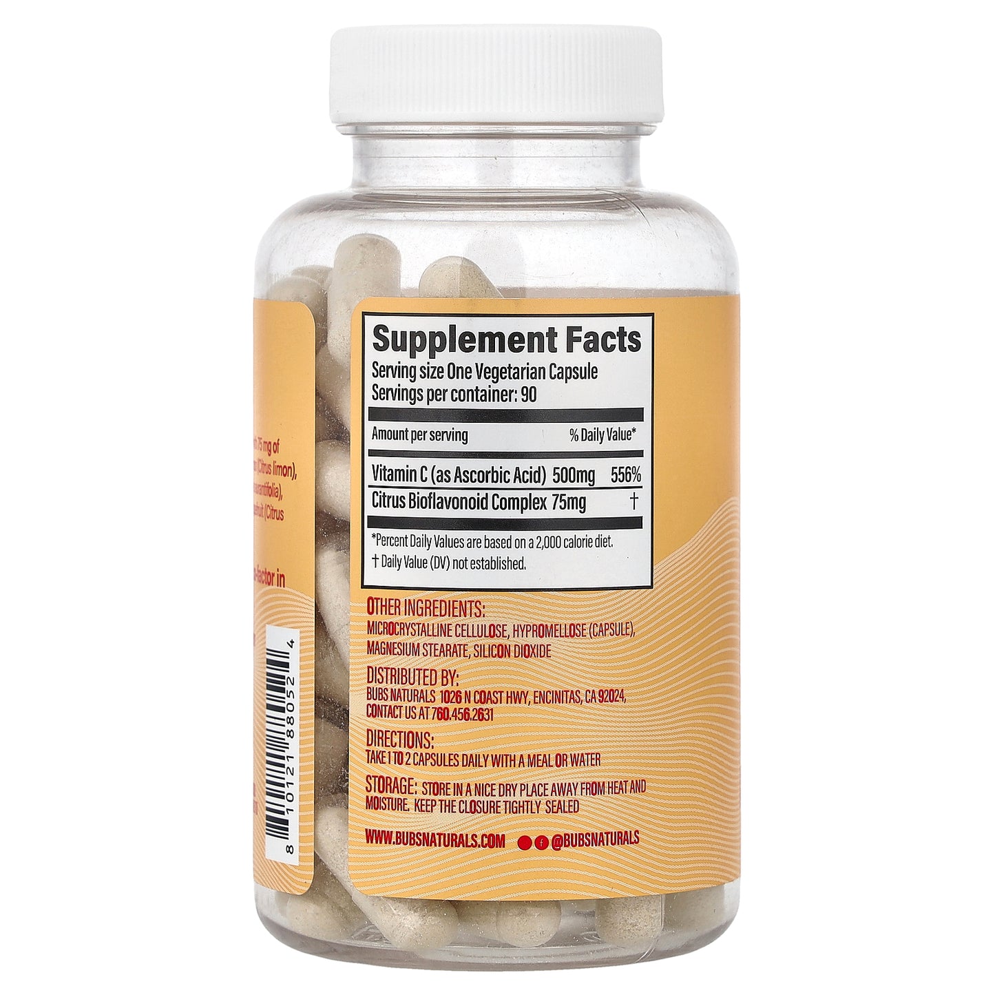 BUBS Naturals, Bubs Boost, Vitamin C, 90 Vegetarian Capsules