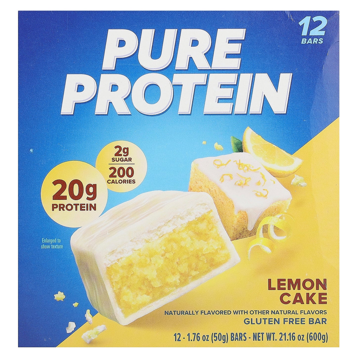 Pure Protein, Gluten Free Bar, Lemon Cake, 12 Bars, 1.76 oz (50 g) Each