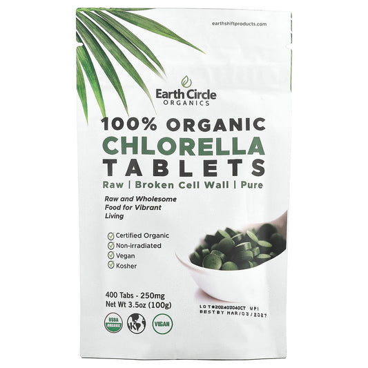Earth Circle Organics, 100% Organic Chlorella Tablets, 400 Tablets