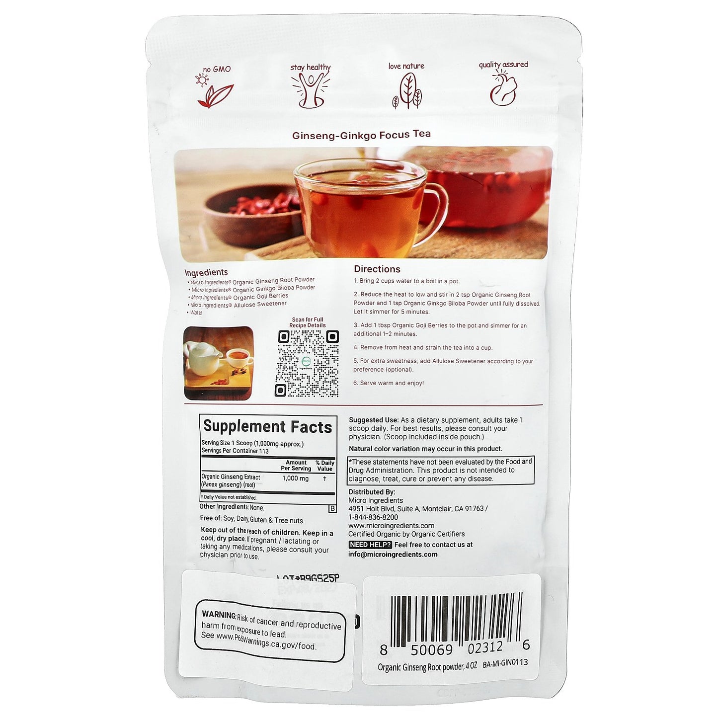 Micro Ingredients, Organic Ginseng Concentrate, 4 oz (113 g)