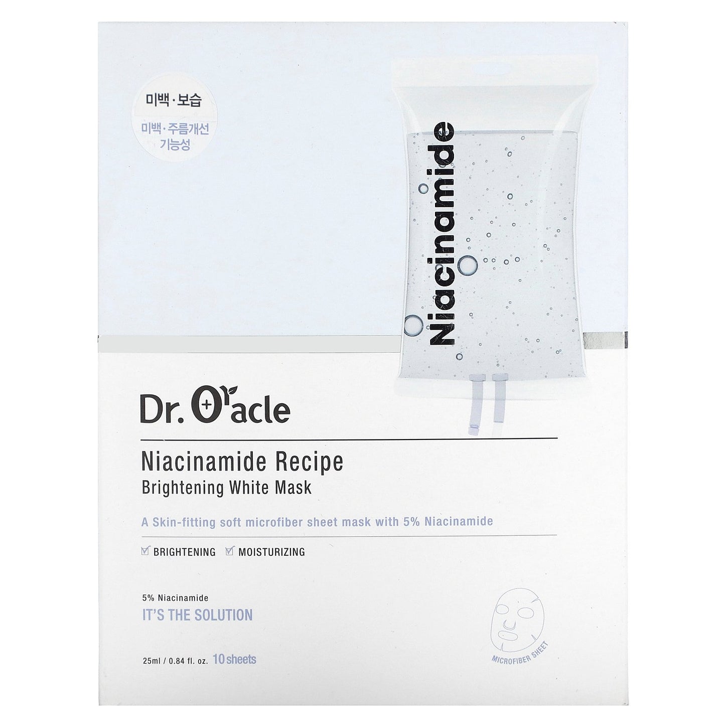 Dr. Oracle, Niacinamide Recipe, Brightening White Beauty Mask, 10 Sheets, 0.84 fl oz (25 ml)