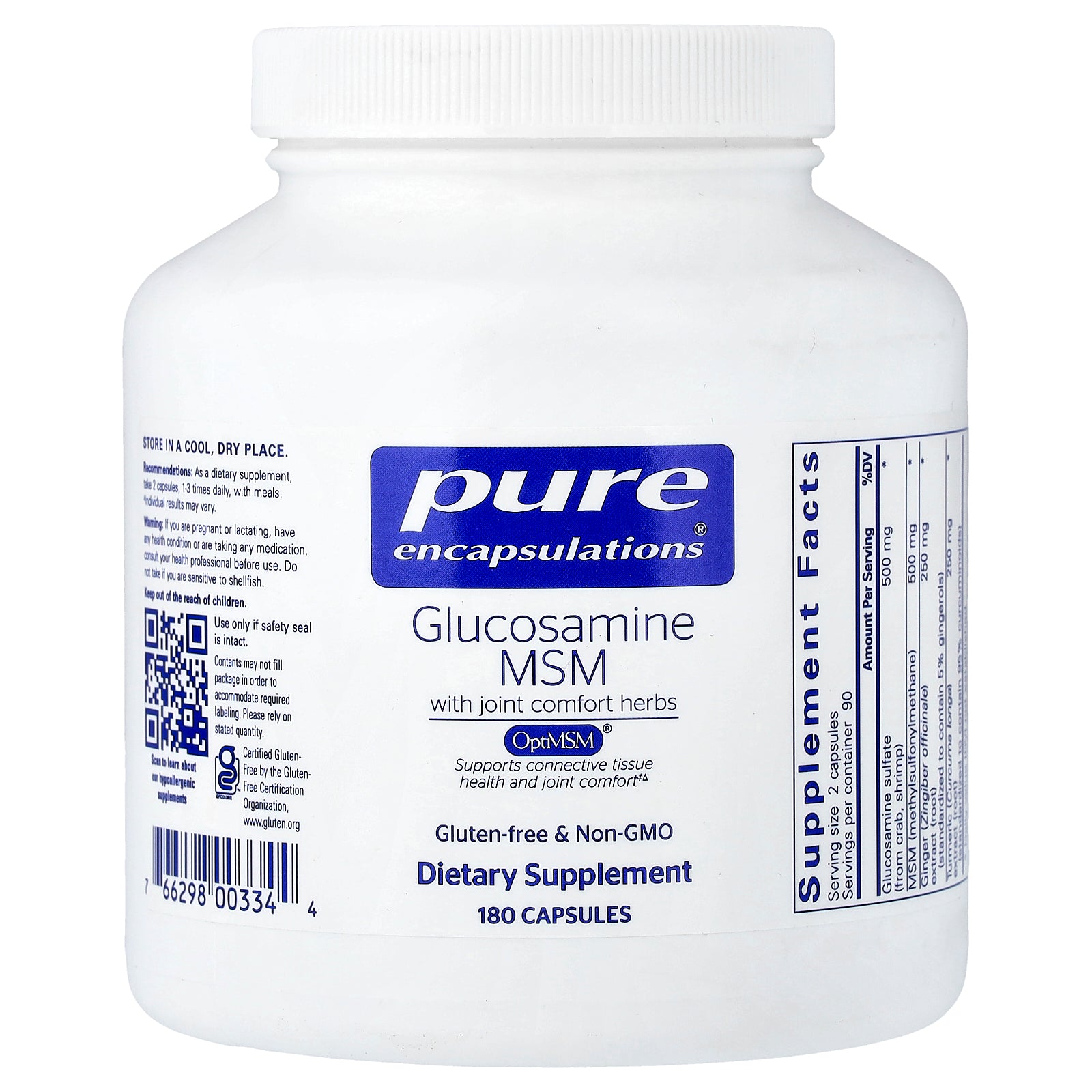 Pure Encapsulations, Glucosamine MSM with Joint Comfort Herbs, 180 Capsules
