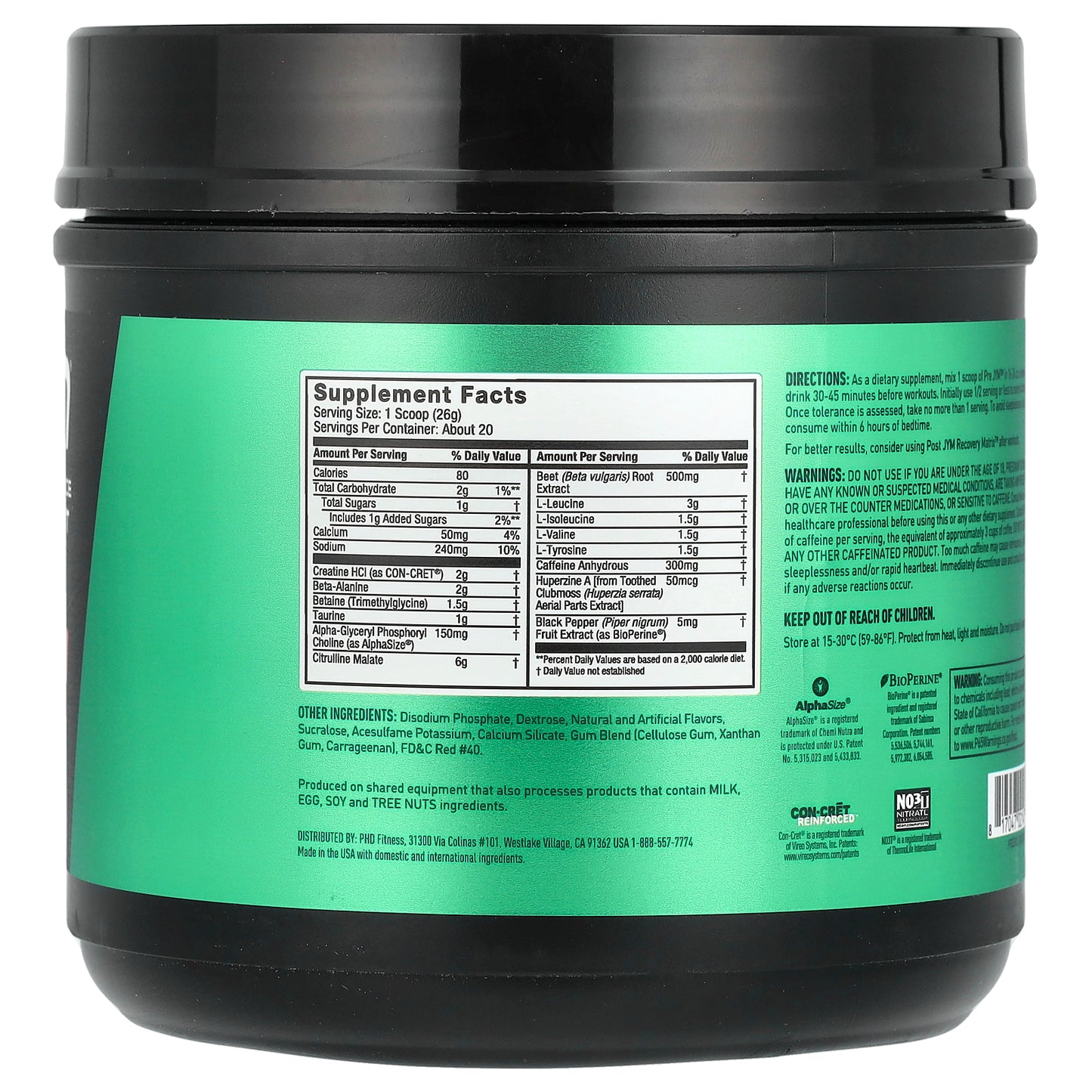 JYM Supplement Science, Pre JYM, High Performance Pre-Workout, Cherry Limeade, 1.1 lbs (520 g)