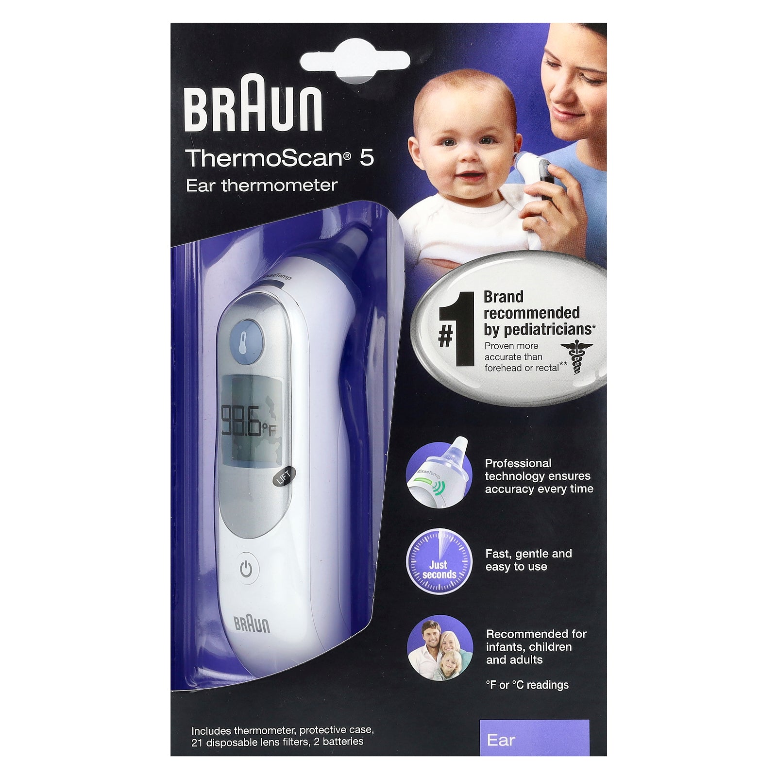 Braun, ThermoScan 5, Ear Thermometer , 25 Piece Kit