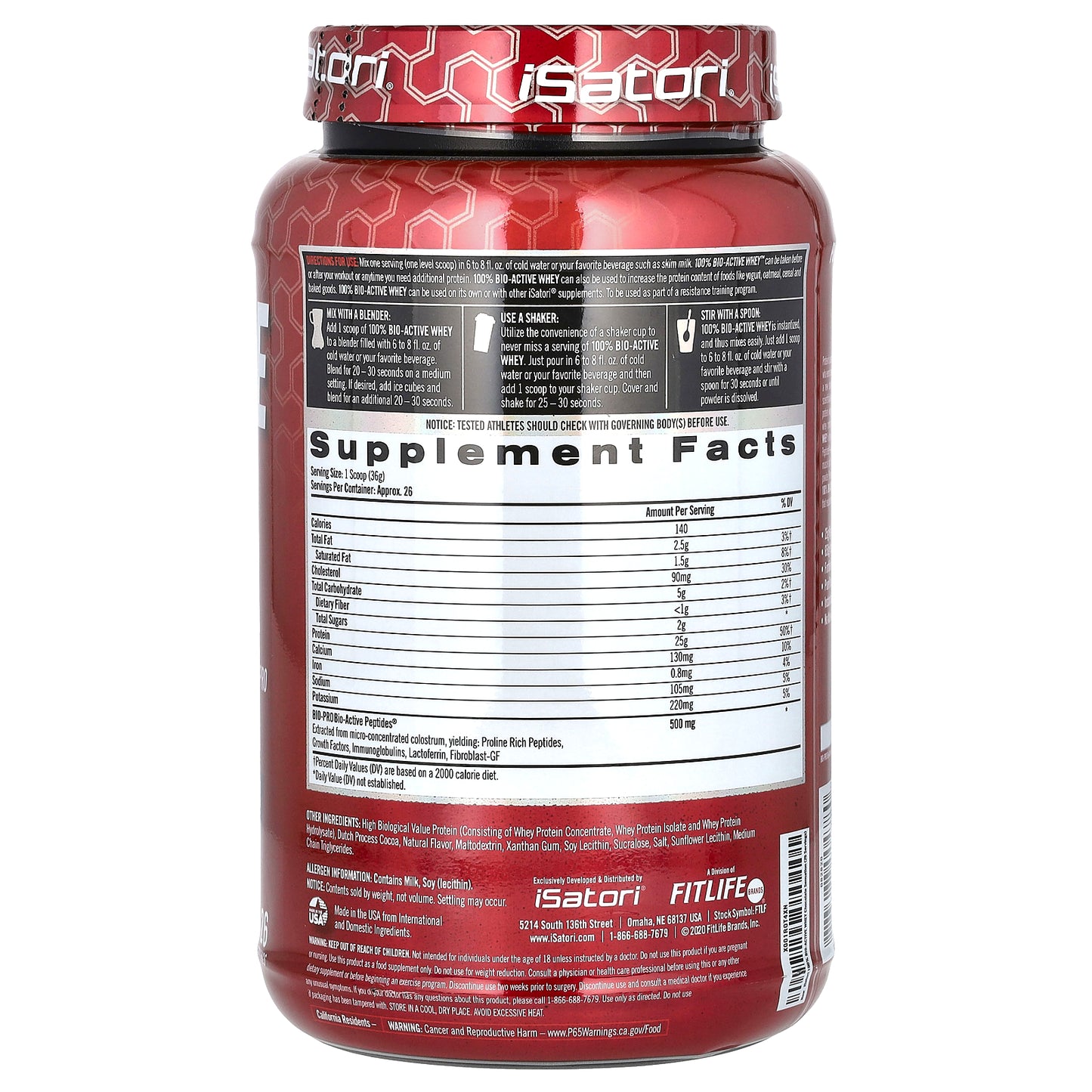 Isatori, 100% Bio Active Whey, Chocolate Sensation, 2 lbs (928 g)