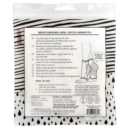 Kitsch, Moisturizing Heel Socks, Rainbow Speckle, 1 Pair