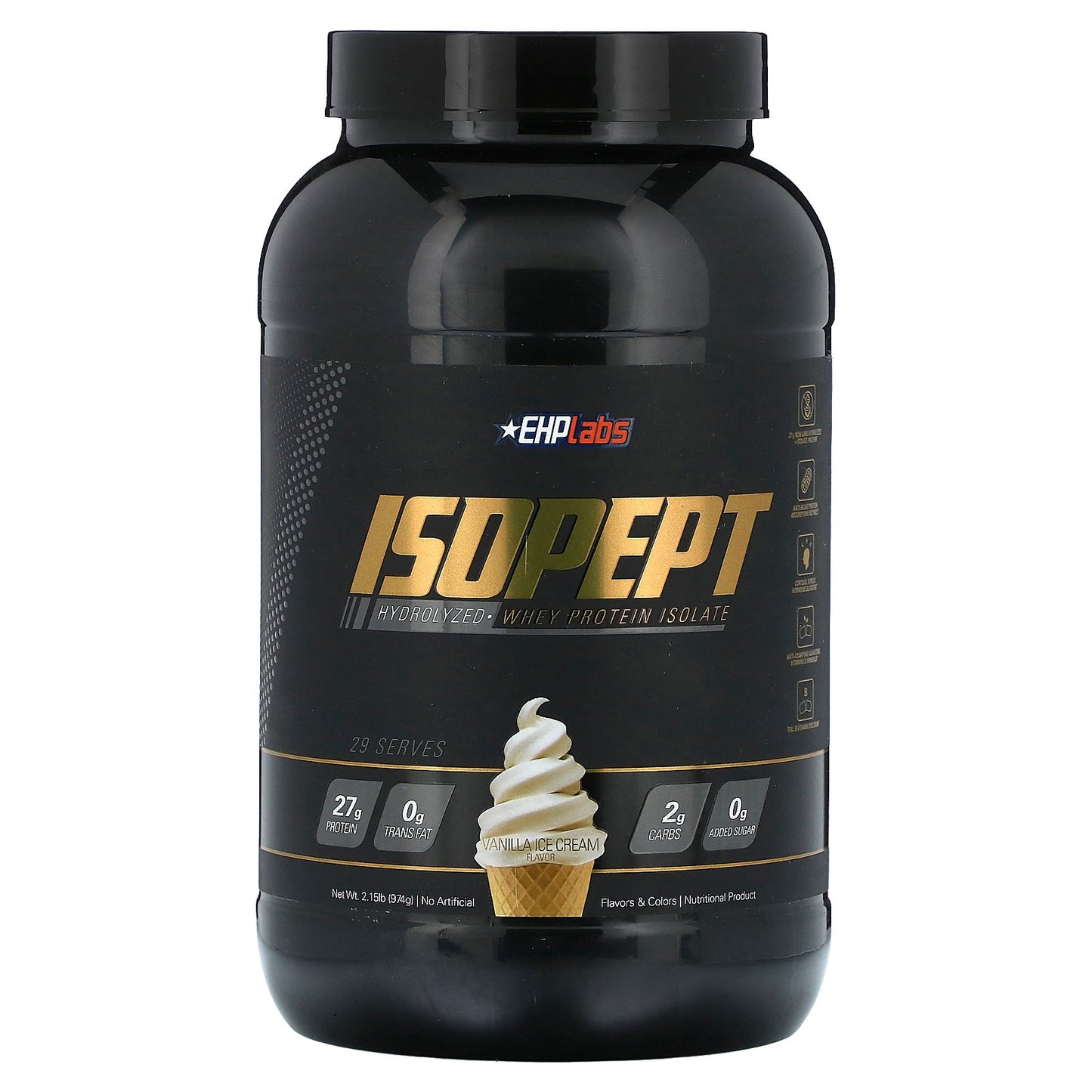 EHPlabs, IsoPept, Hydrolyzed Whey Protein Isolate, Vanilla Ice Cream , 2.15 lb (974 g)