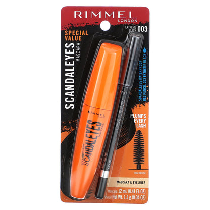 Rimmel London, Scandal'Eyes, Mascara with Waterproof Kohl Kajal Eyeliner, 003 Extreme Black, 2 Piece Set