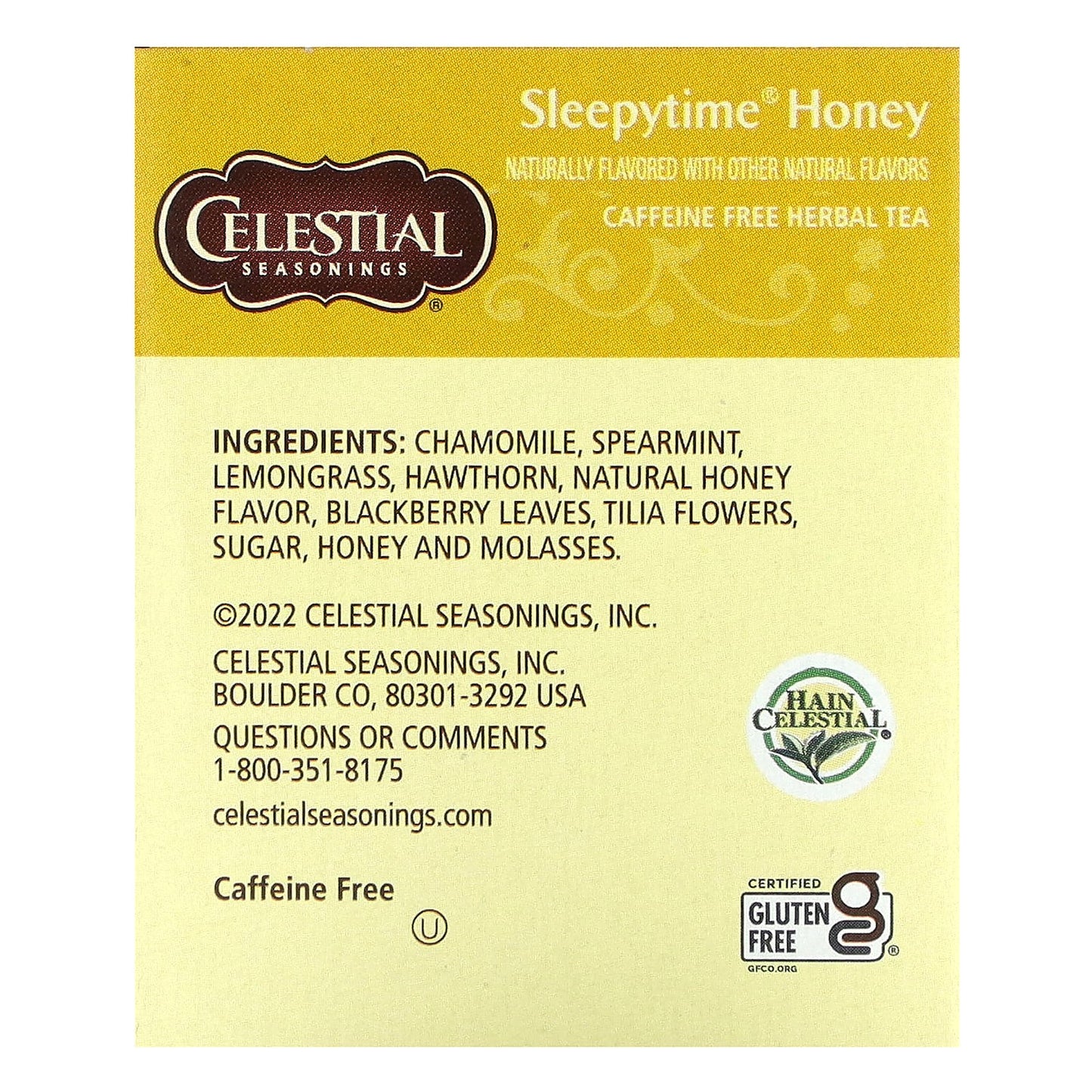 Celestial Seasonings, Herbal Tea, Sleepytime Honey, Caffeine Free, 20 Tea Bags 1 oz (29 g)