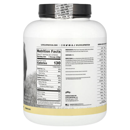 Levels, Grass Fed Whey Protein Powder, Vanilla Bean, 5 lb (2.27 kg)