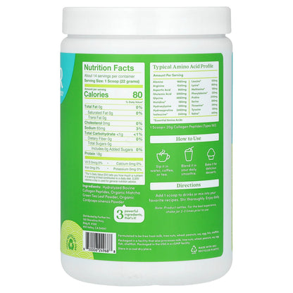 Further Food, Grass-Fed Collagen Peptides + Cordyceps Mushroom, Matcha, 10.62 oz (301 g)