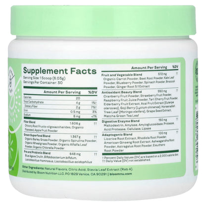 Bloom, Greens & Superfoods, Strawberry Kiwi, 6.38 oz (180.9 g)