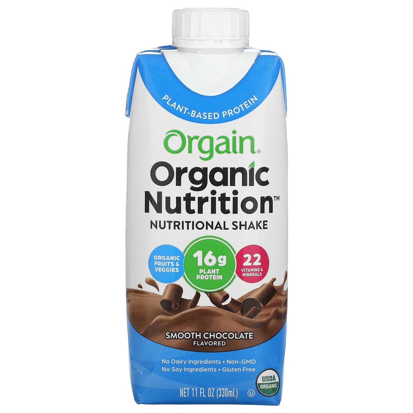 Orgain, Organic Nutrition, Nutritional Shake, Smooth Chocolate, 4 Pack, 11 fl oz (330 ml) Each