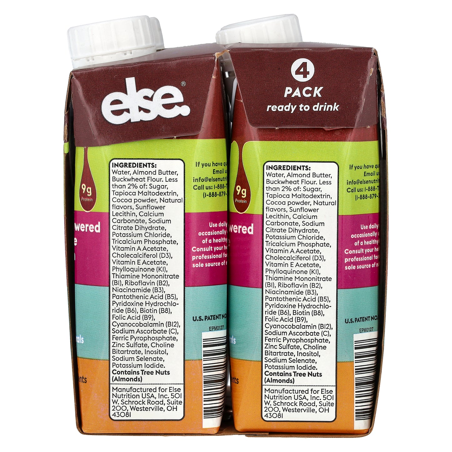 Else, Kids, Plant-Powered Complete Nutrition Shake, Cocoa, 4 Cartons, 8 fl oz (236 ml) Each