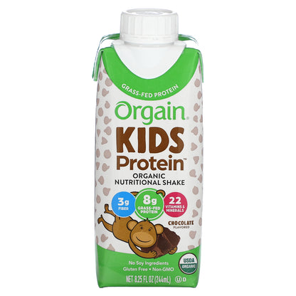 Orgain, Kids Protein, Organic Nutritional Shake, Chocolate, 4 Pack, 8.25 fl oz (244 ml) Each