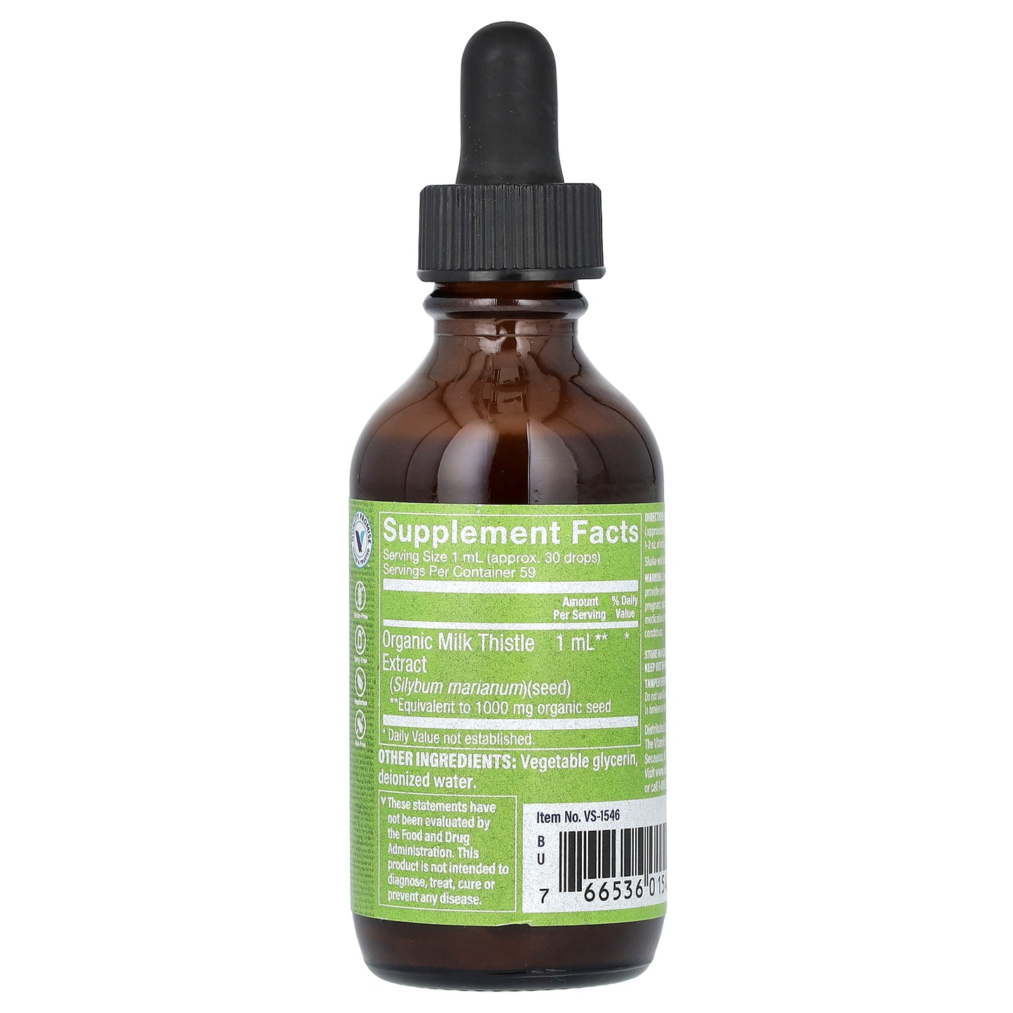 The Vitamin Shoppe, Milk Thistle Extract, Alcohol Free, 1,000 mg, 2 fl oz (59 ml)