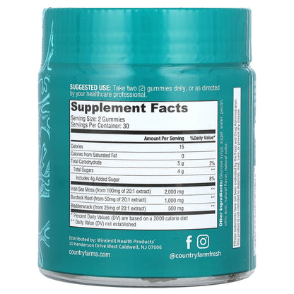 Country Farms, Irish Sea Moss Gummies, Green Apple , 60 Gummies