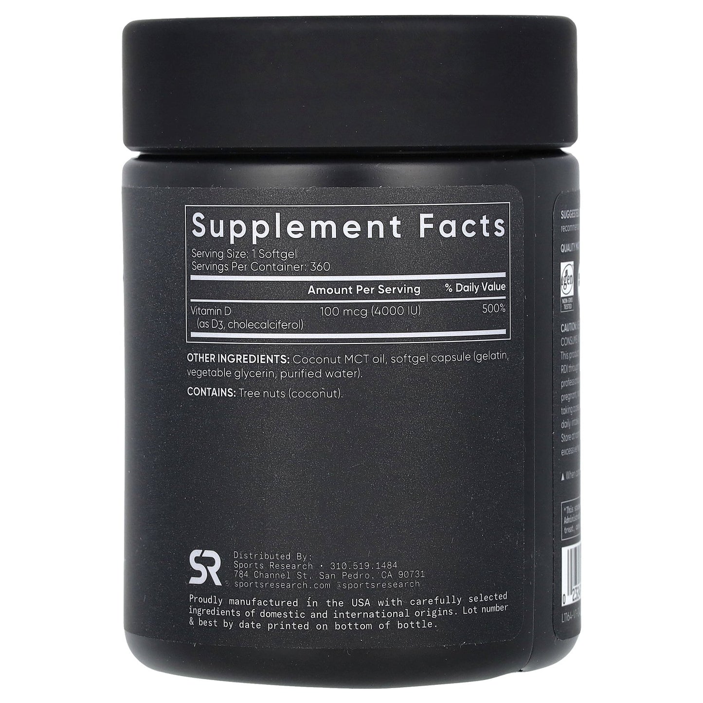 Sports Research, Vitamin D3, 100 mcg (4,000 IU), 360 Softgels