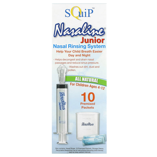 Squip, Nasaline Junior, Nasal Rinsing System, For Children Ages 4-12, 14 Piece Kit