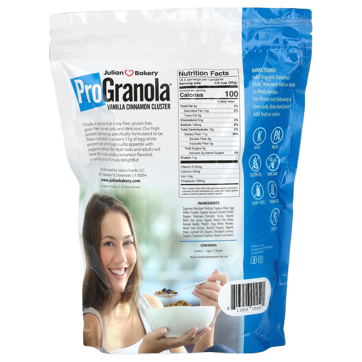 Julian Bakery, Pro Granola, Vanilla Cinnamon Cluster, 19.5 oz (553 g)