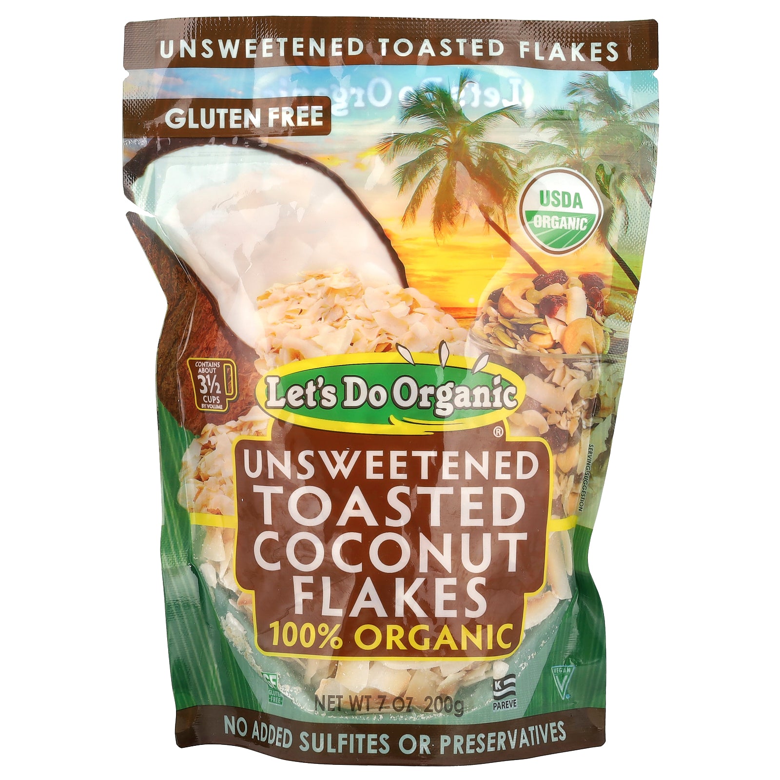 Edward & Sons, Let's Do Organic, 100% Organic Unsweetened Toasted Coconut Flakes, 7 oz (200 g)