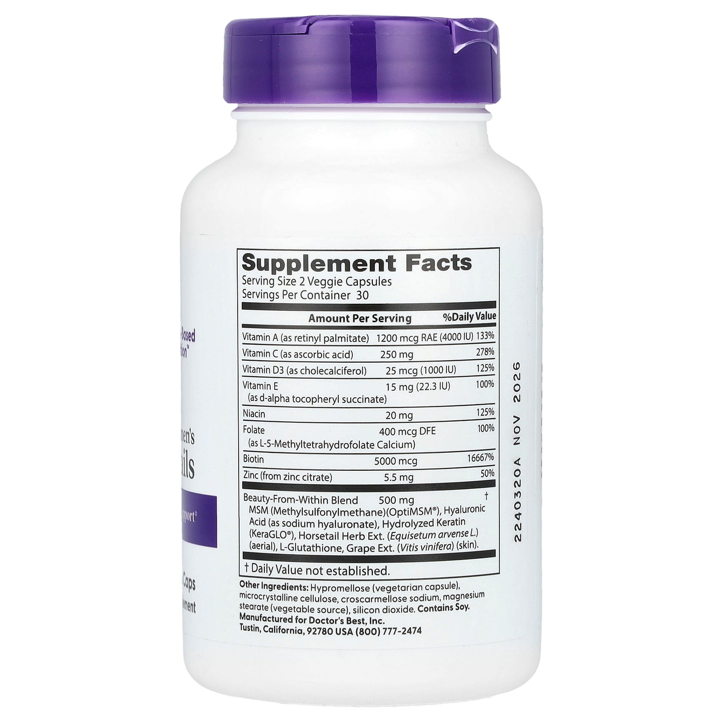 Doctor's Best, Women's Hair, Skin & Nails , 60 Veggies Caps