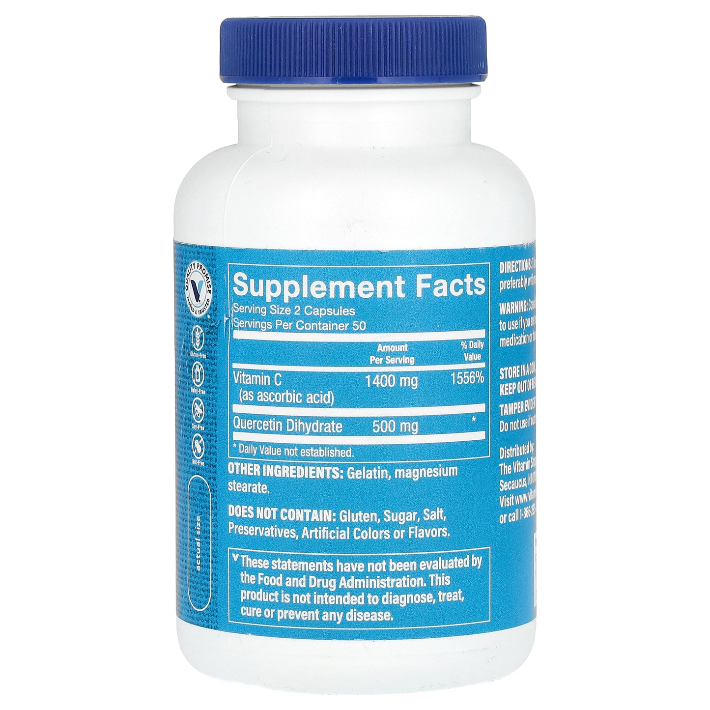 The Vitamin Shoppe, Quercetin + C, Citrus Free, 100 Capsules