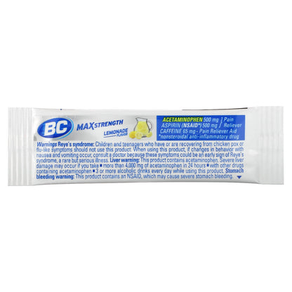 BC, Fast Pain Relief Powder, Max Strength, Lemonade, 16 packs