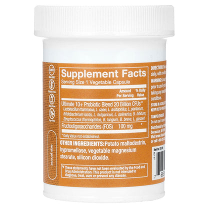 The Vitamin Shoppe, Ultimate 10+ Probiotics, 20 Billion CFU, 60 Vegetable Capsules