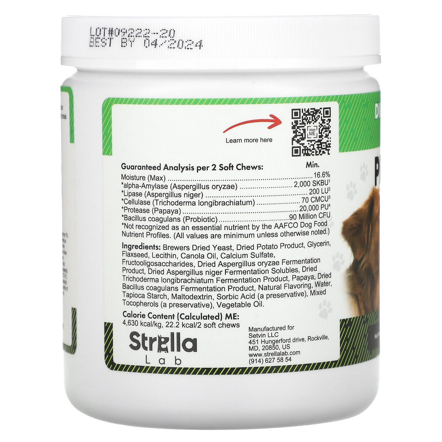 StrellaLab, Probiotics, Digestion + Immunity, For Dogs, 120 Soft Chews, 10 oz (288 g)